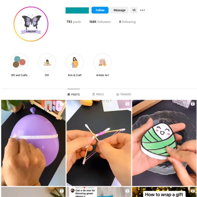 160K DIY Crafts Instagram Account for Sale