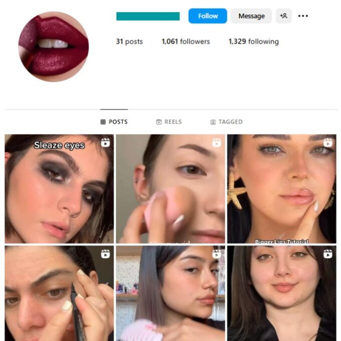 1K Beauty Makeup Instagram Account for sale
