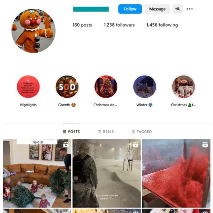 1K Christmas Holidays Instagram Account for sale