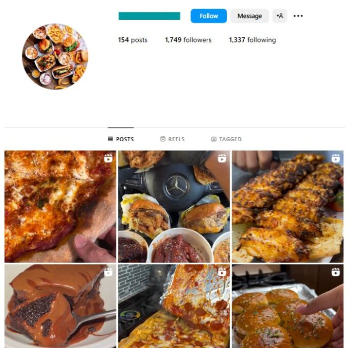 1K Delicious Food Instagram Account for sale