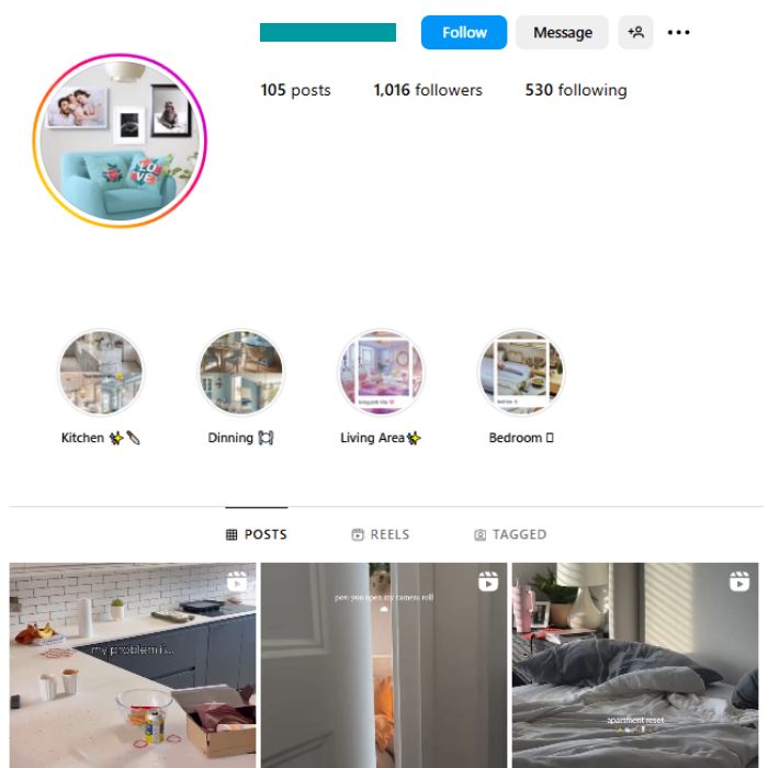 1K Interior Home Decor Instagram Account for sale