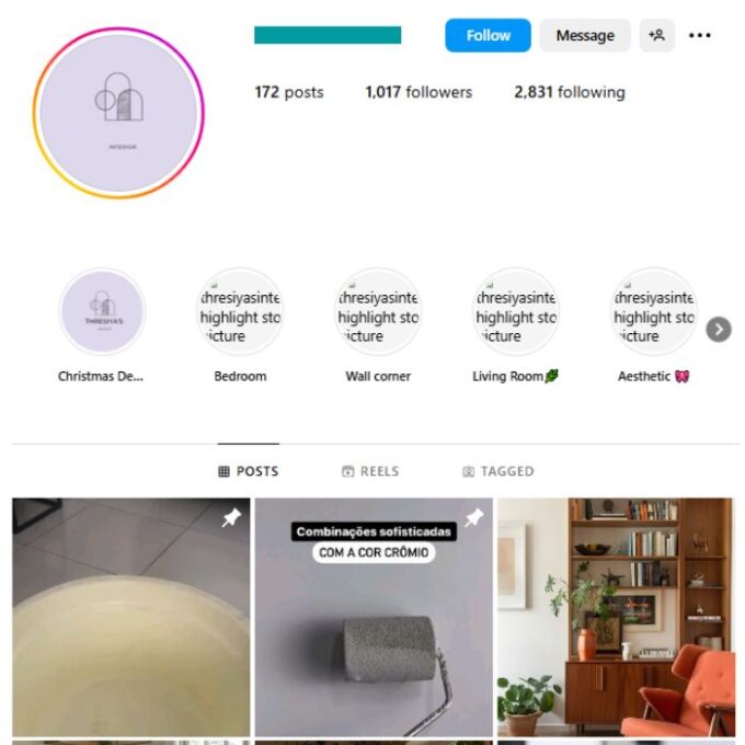 1K Luxury Home Interior Instagram Account for sale