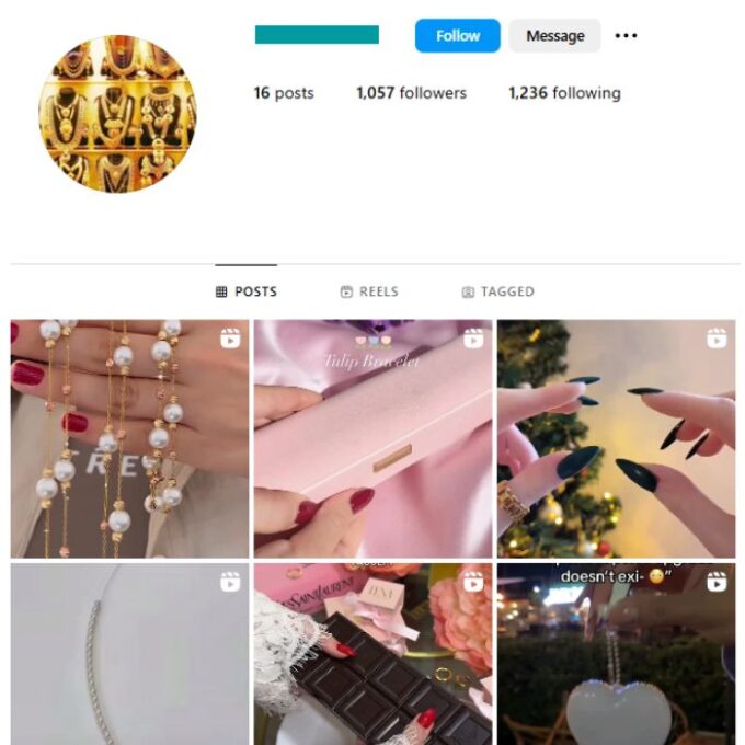1K Women's Jewelry Instagram Account for sale