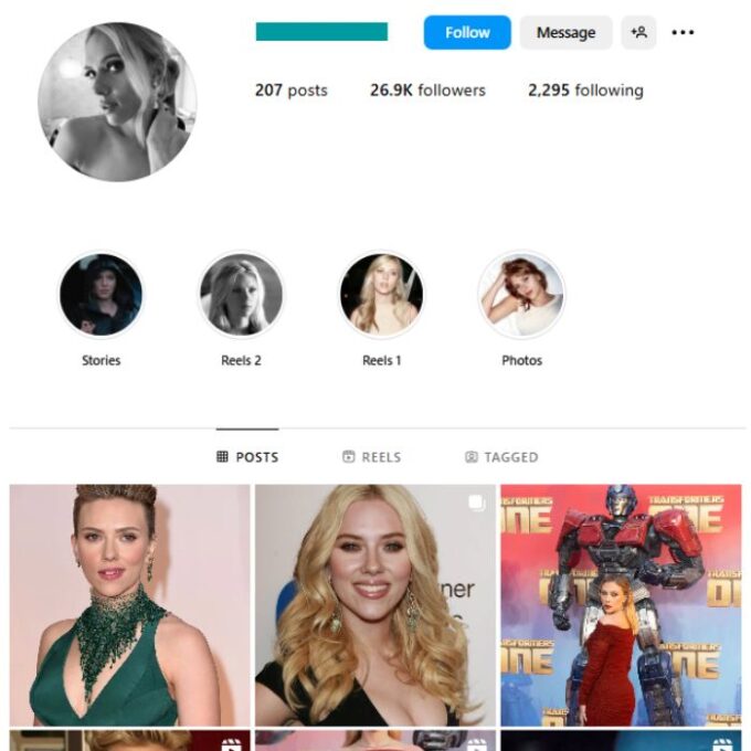25K Scarlett Johansson Fan Instagram Account for sale