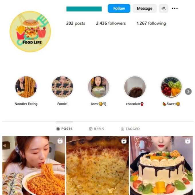2K Food Eating Instagram Account for sale