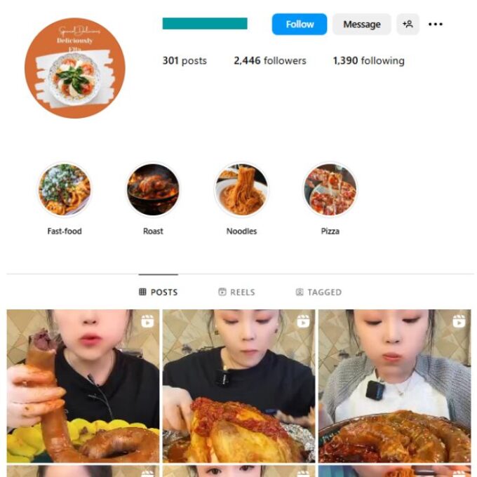 2K Food Mukbang Instagram Account for sale