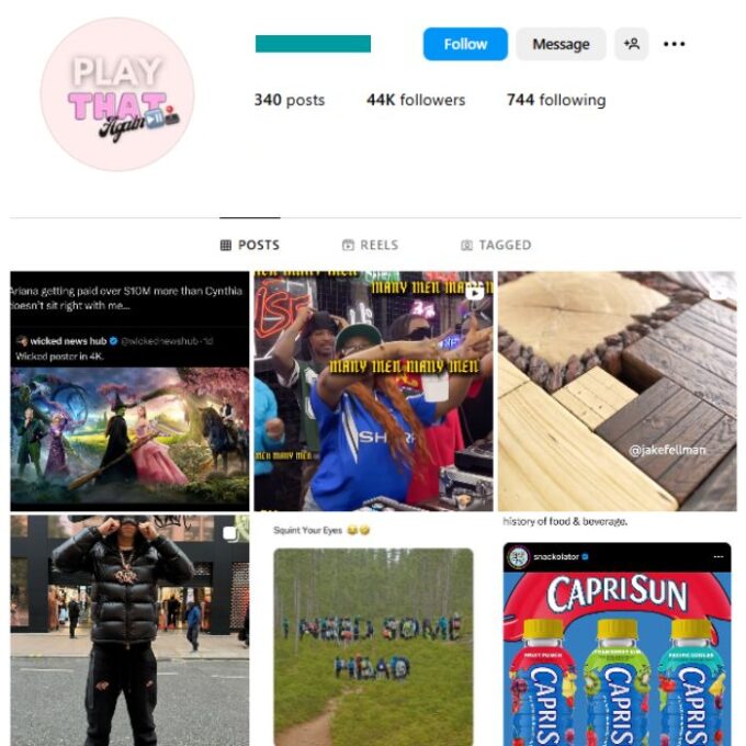 40K Entertainment Music Instagram Account for sale