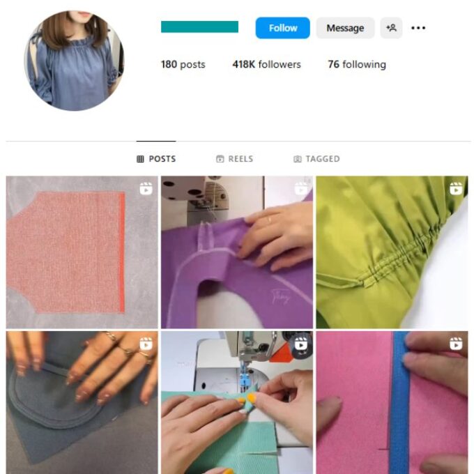 410K Sewing DIY Instagram Account for sale