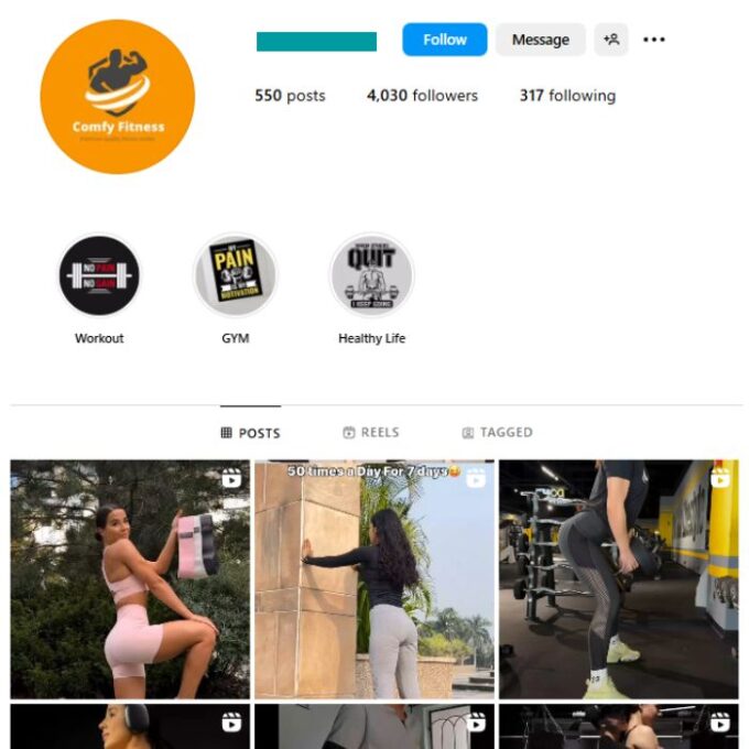 4K Bodybuilding Gym Instagram Account for sale