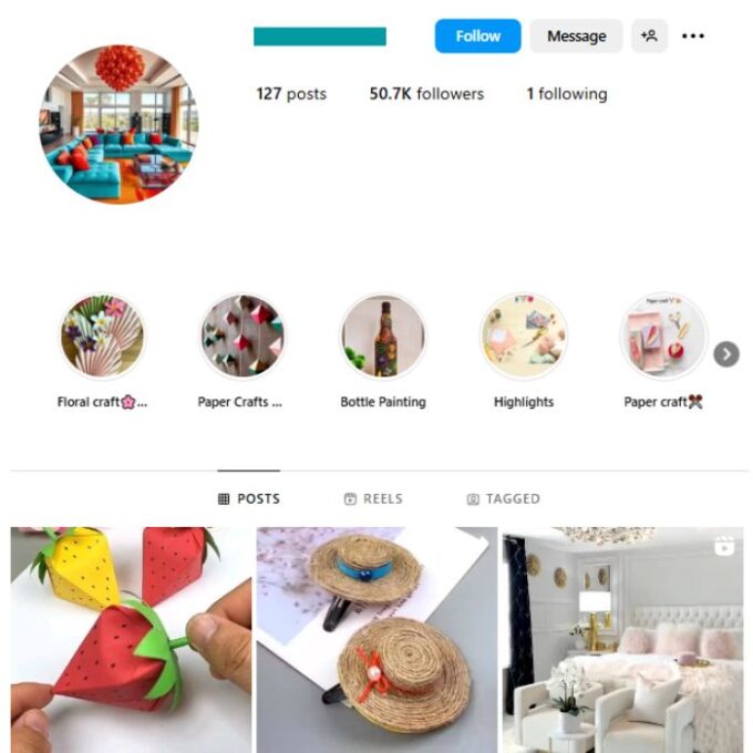 50K Home Decor Interior Instagram Account for sale