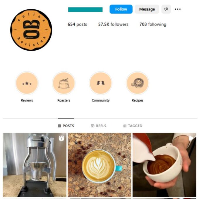 55K Coffee Barista Instagram Account for sale