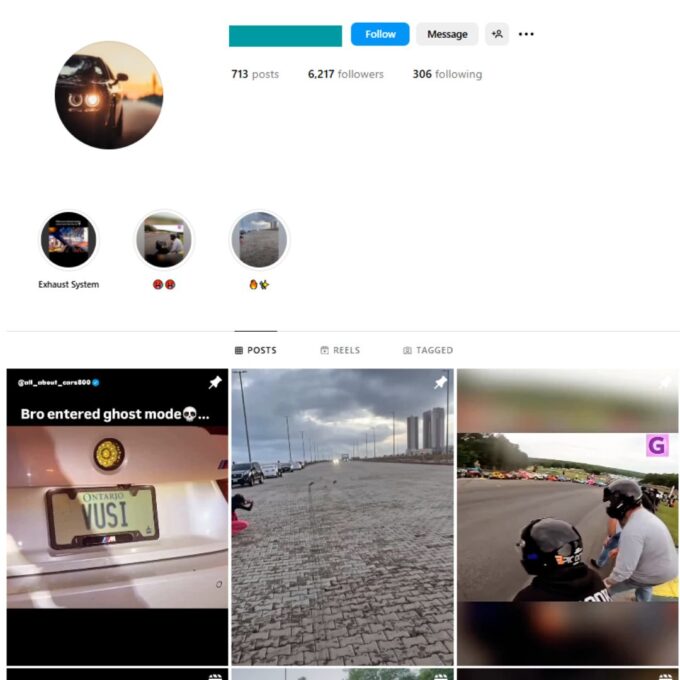 6K Super Cars Instagram Account for Sale