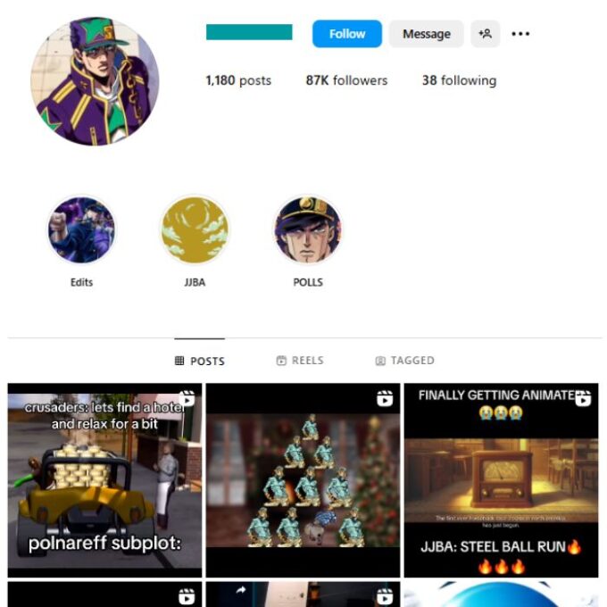 85K Anime Memes Instagram Account for sale