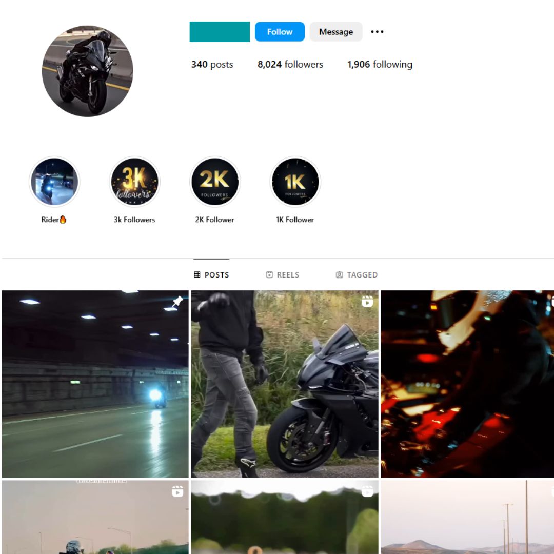 8K Motorcycle Bikes Instagram Account for Sale