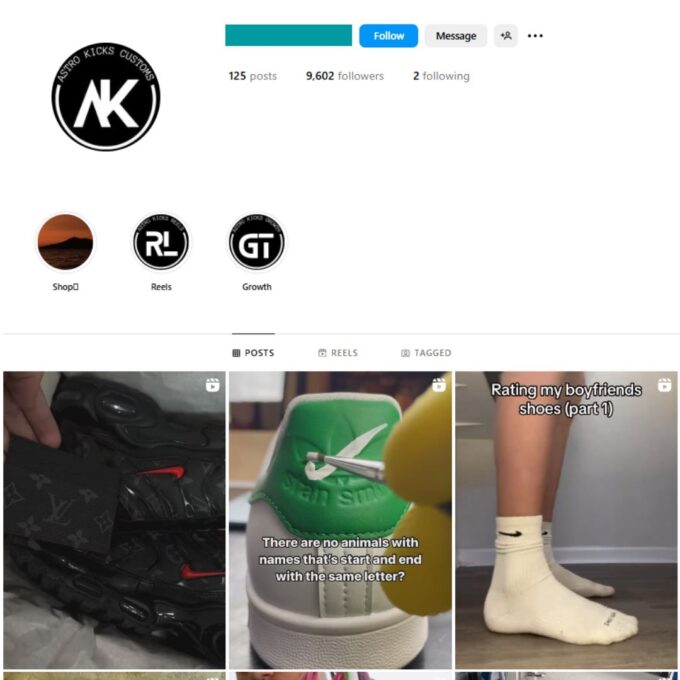 9K Fashion Sneakers Instagram Account for Sale