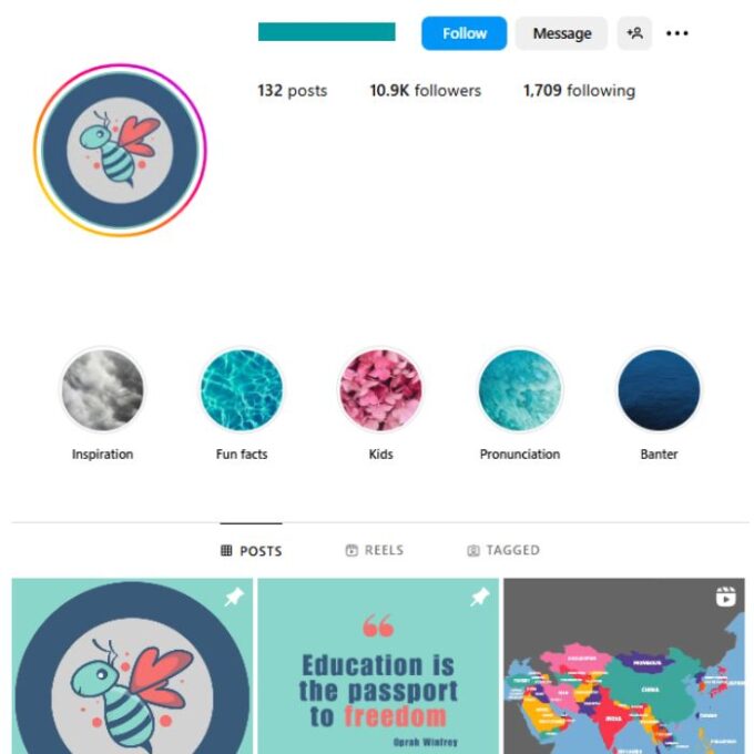 10K English Learning Instagram Account for sale