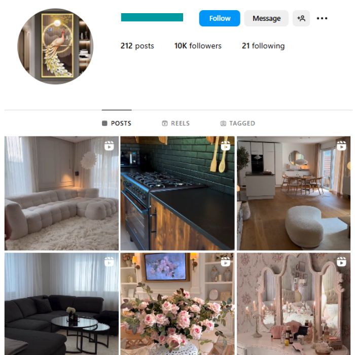 10K Interior Home Decor Instagram Account for sale