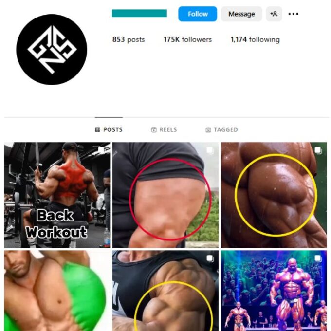 170K Gym Workout Instagram Account for sale