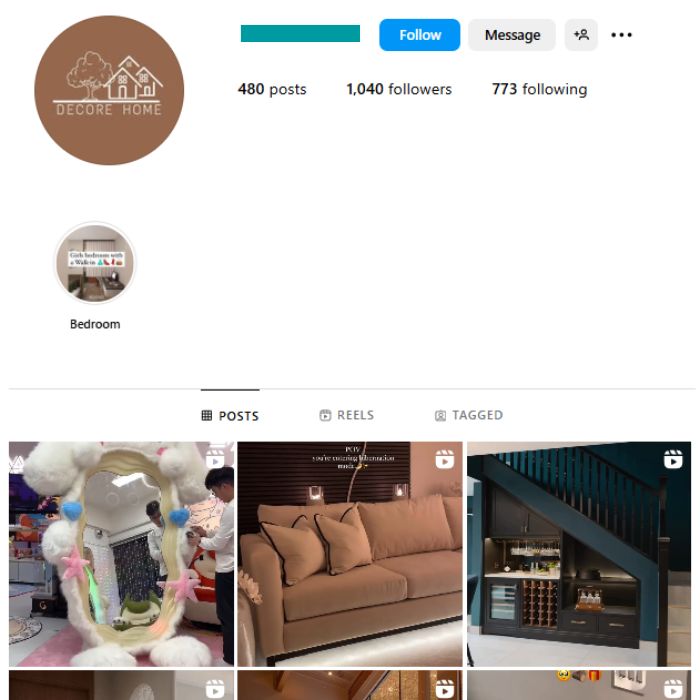 1K Mansion Interior Decor Instagram Account for sale