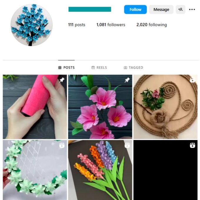 1K Papercraft DIY Instagram Account for sale