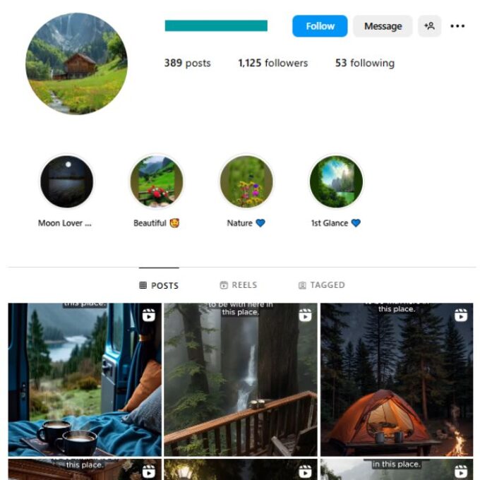 1K Travel Destinations Instagram Account for sale