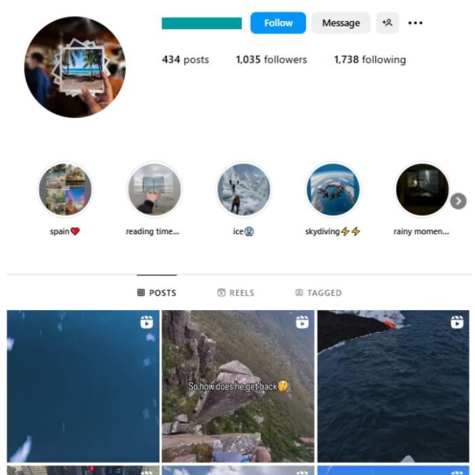 1K Travel Nature Instagram Account for sale