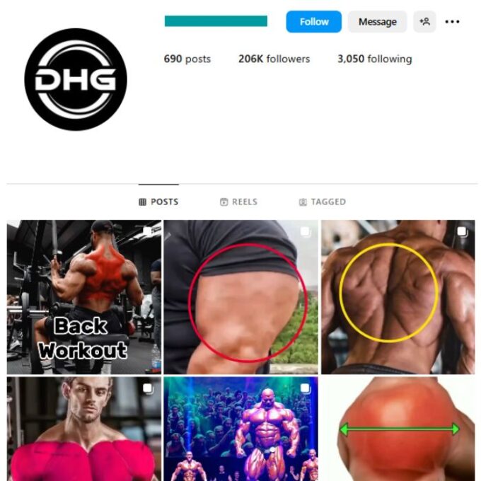 200K Bodybuilding Gym Instagram Account for sale