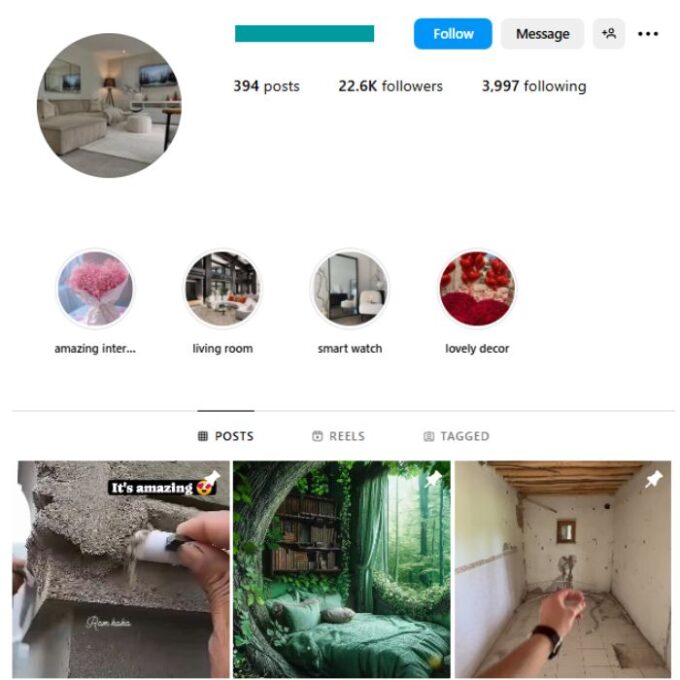 20K Home Renovation Decor Instagram Account for sale