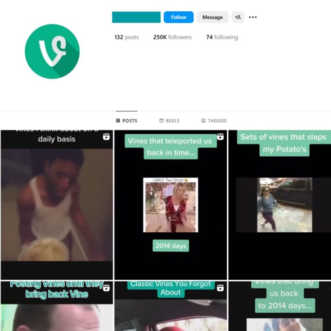 250K Vines Funny Videos Instagram Account for Sale
