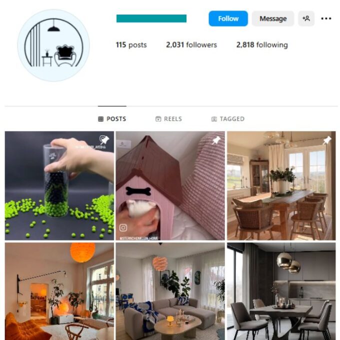 2K Home Decor Interior Instagram Account for sale