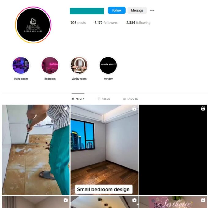 2K Interior Renovation Design Instagram Account for Sale