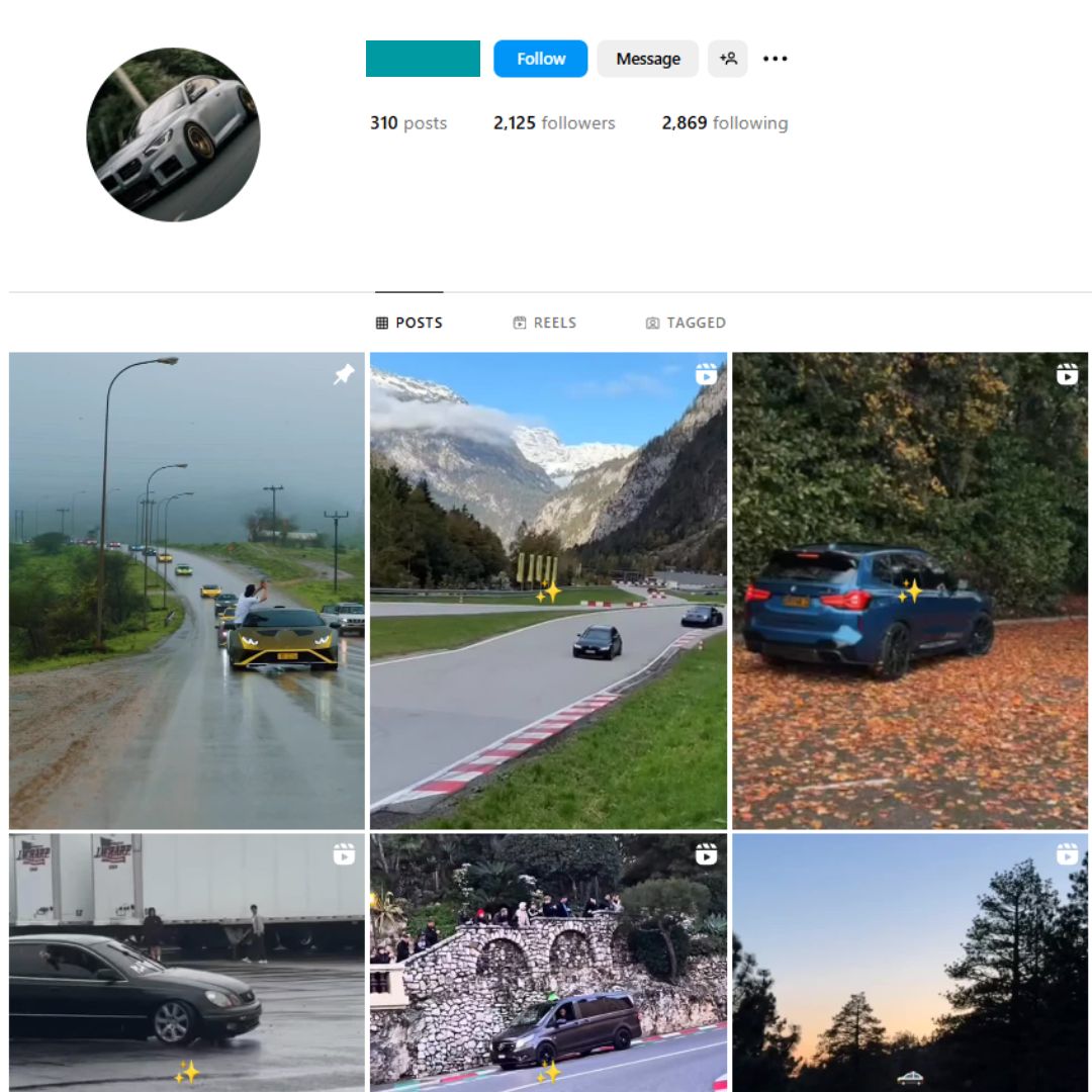 2K Super Cars Instagram Account for Sale