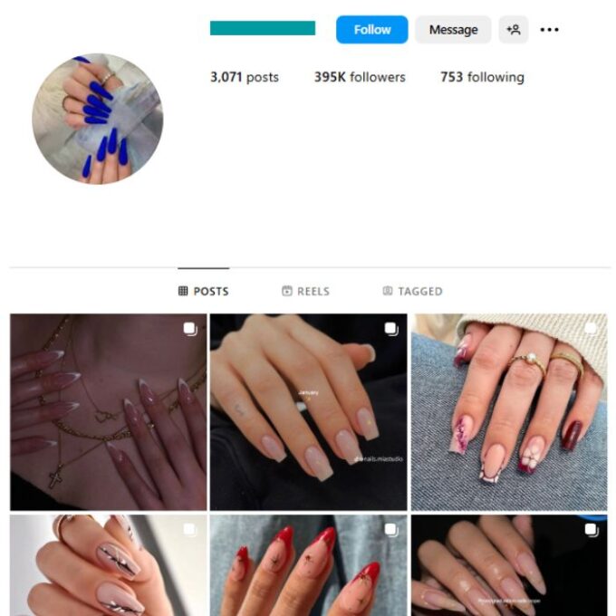 390K Nails Makeup Instagram Account for sale