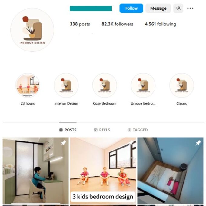 80K Architecture Interior Design Instagram Account for sale