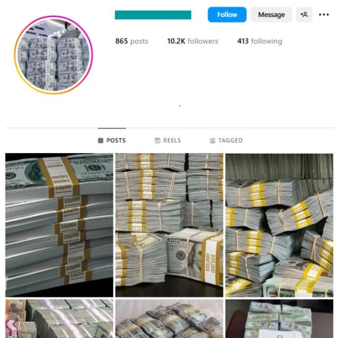 10K Cash Money Instagram Account for sale