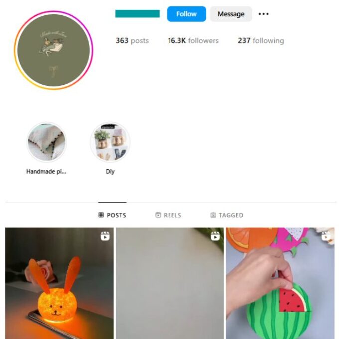 16K Creative DIY Instagram Account for sale