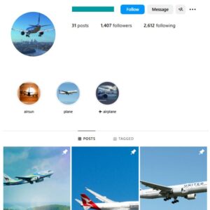 1K Airplanes Aviation Instagram Account for sale