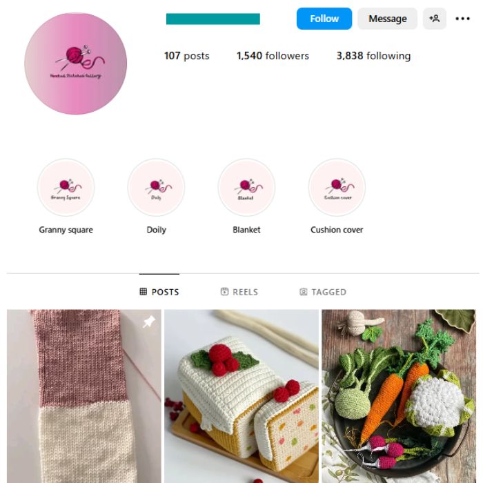 1K DIY Knitting Crochet Instagram Account for sale