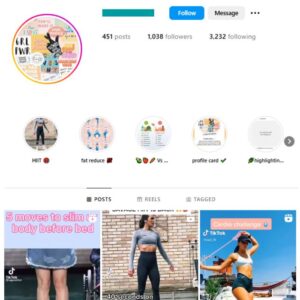 1K Health Fitness Instagram Account for sale