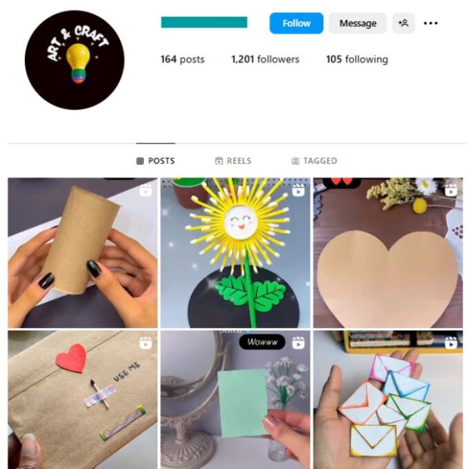 1K Papercraft DIY Instagram Account for sale
