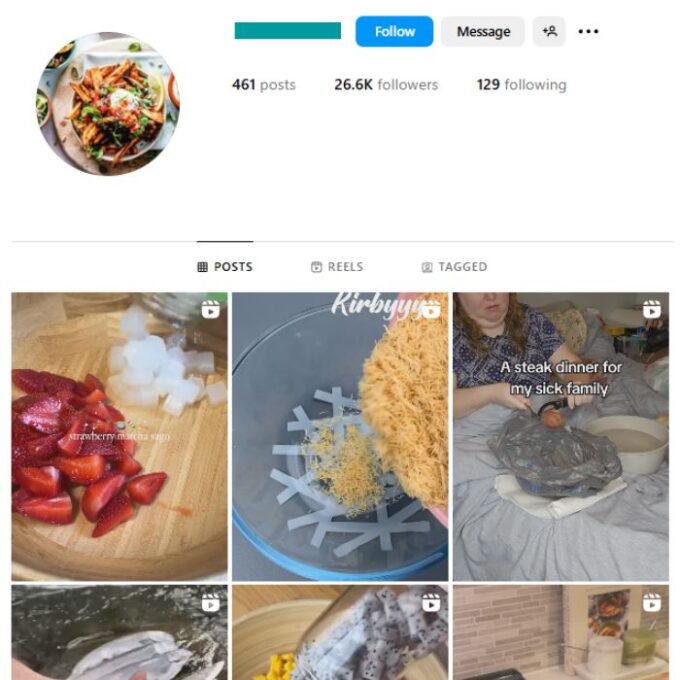 25K Food Recipes Instagram Account for sale