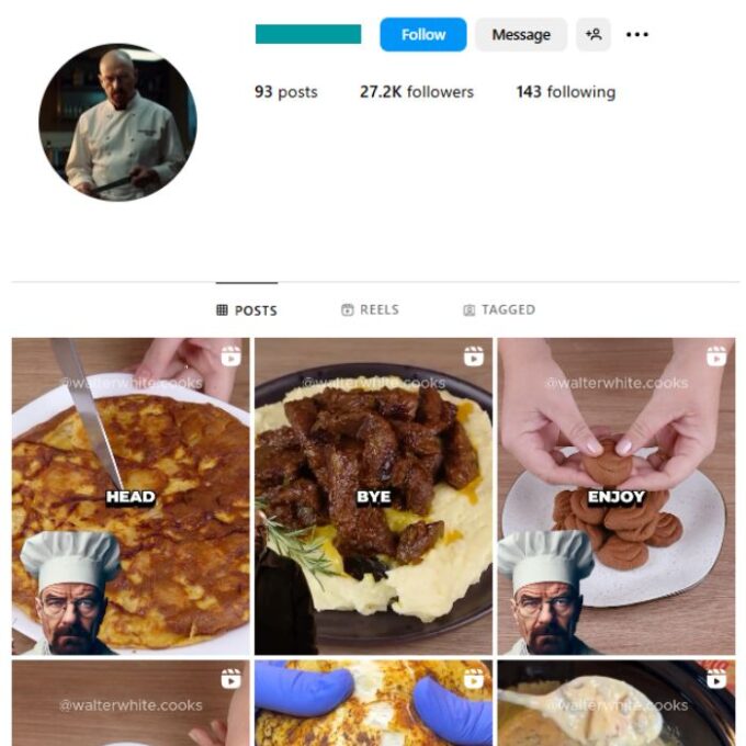 27K Food Reels Instagram Account for sale