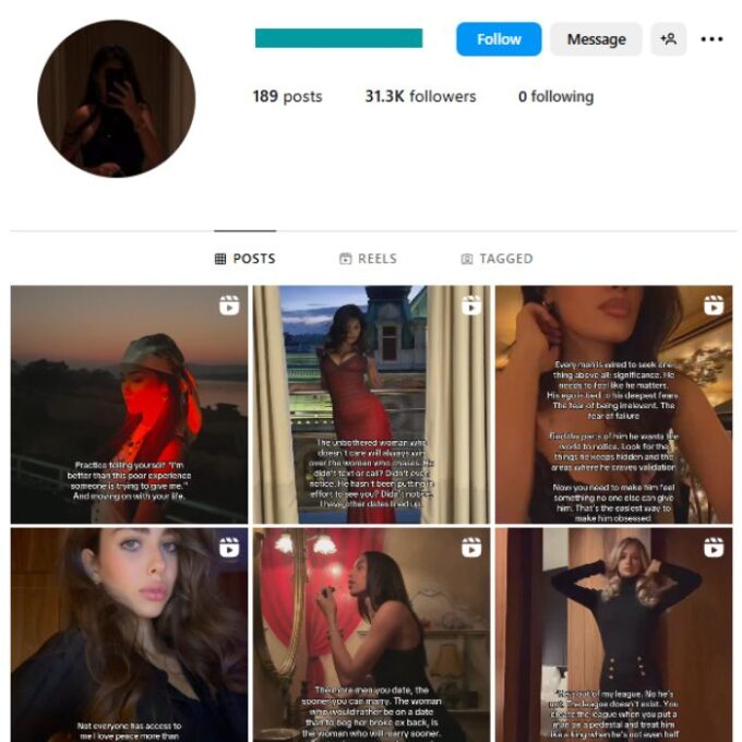 30K Women's Luxury Motivation Instagram Account for sale