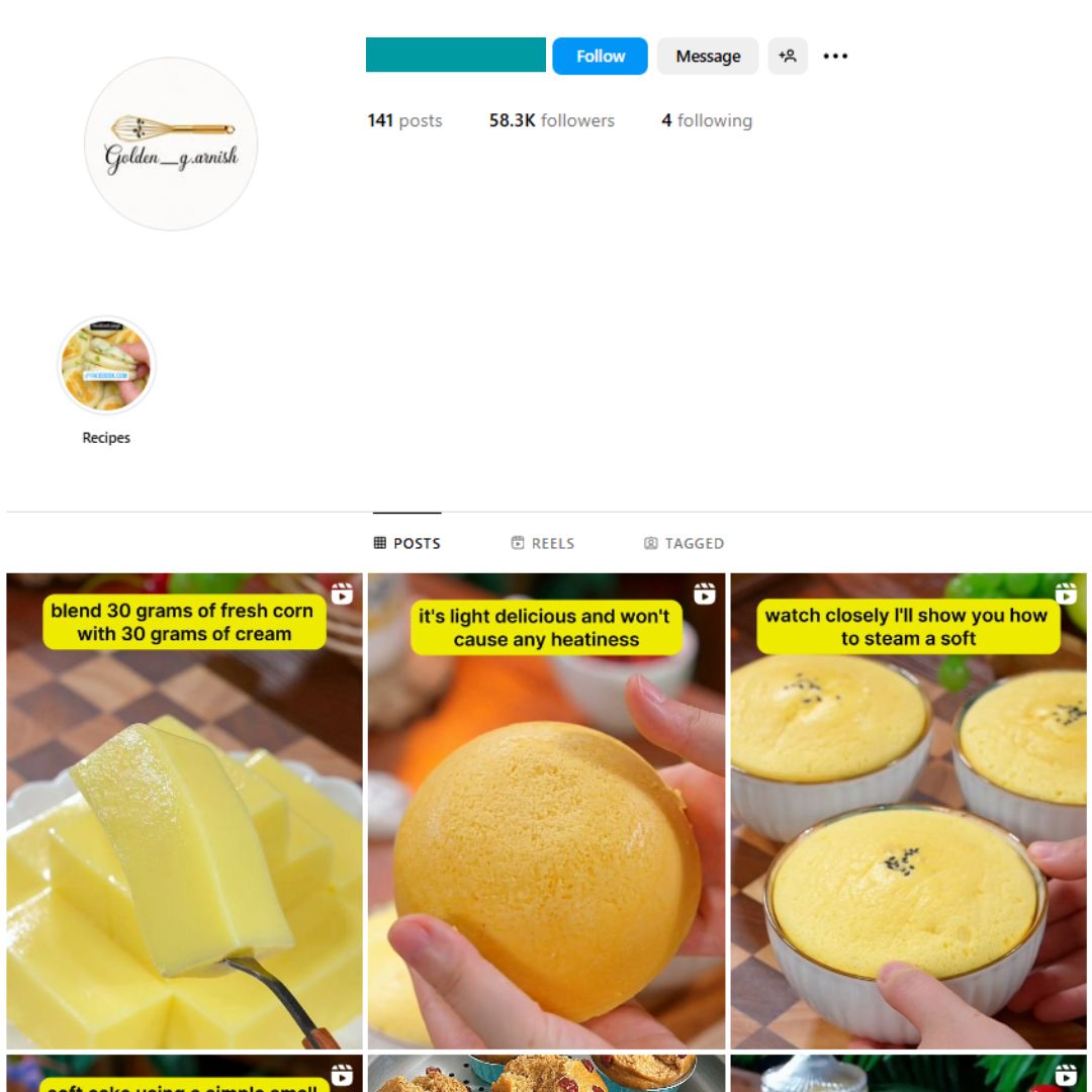 55K Food Cooking Instagram Account for Sale