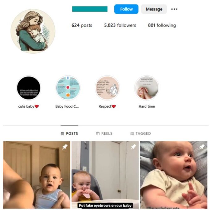 5K Kids Babies Instagram Account for sale