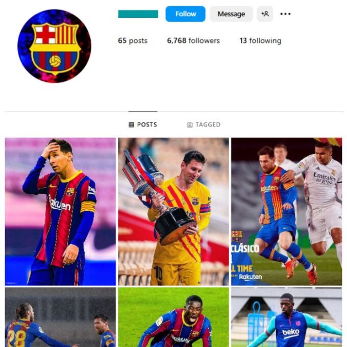 6K Football Barcelona Instagram Account for sale