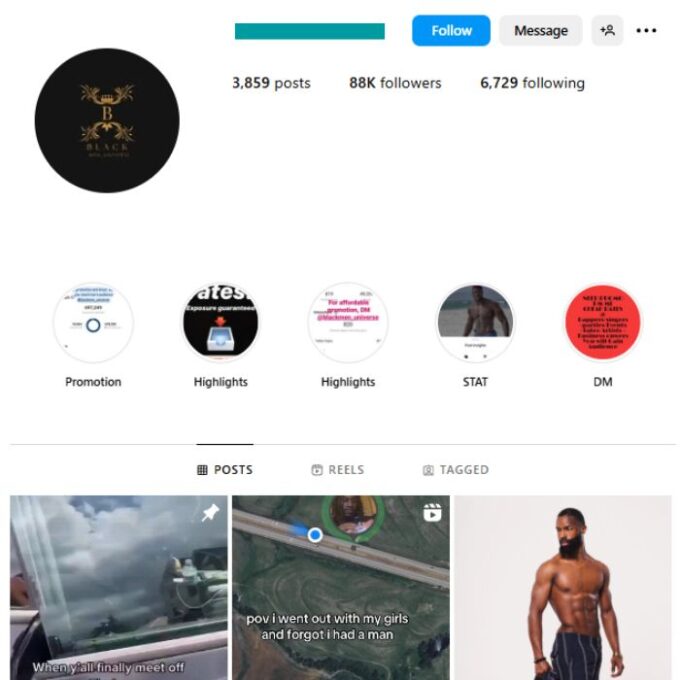 85K Black Men Model Instagram Account for sale