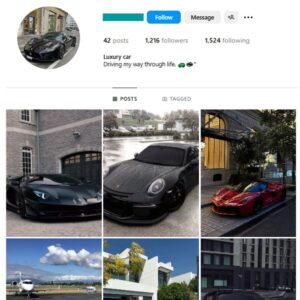 1K Exotic Cars Instagram Account for sale