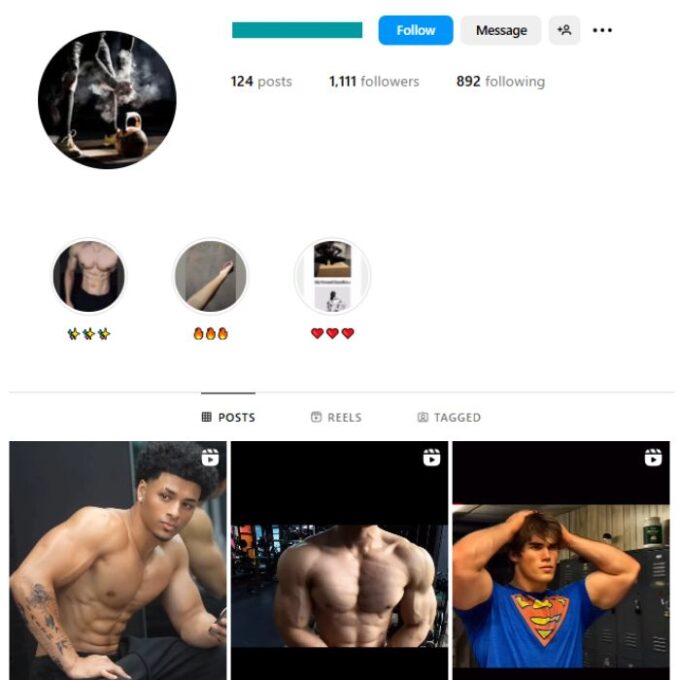 1K Gym Workout Instagram Account for sale