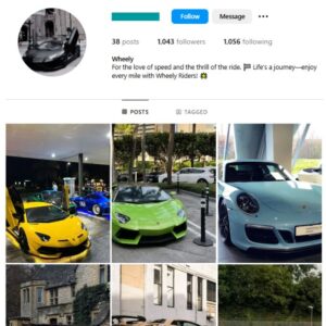 1K Luxury Cars Instagram Account for sale